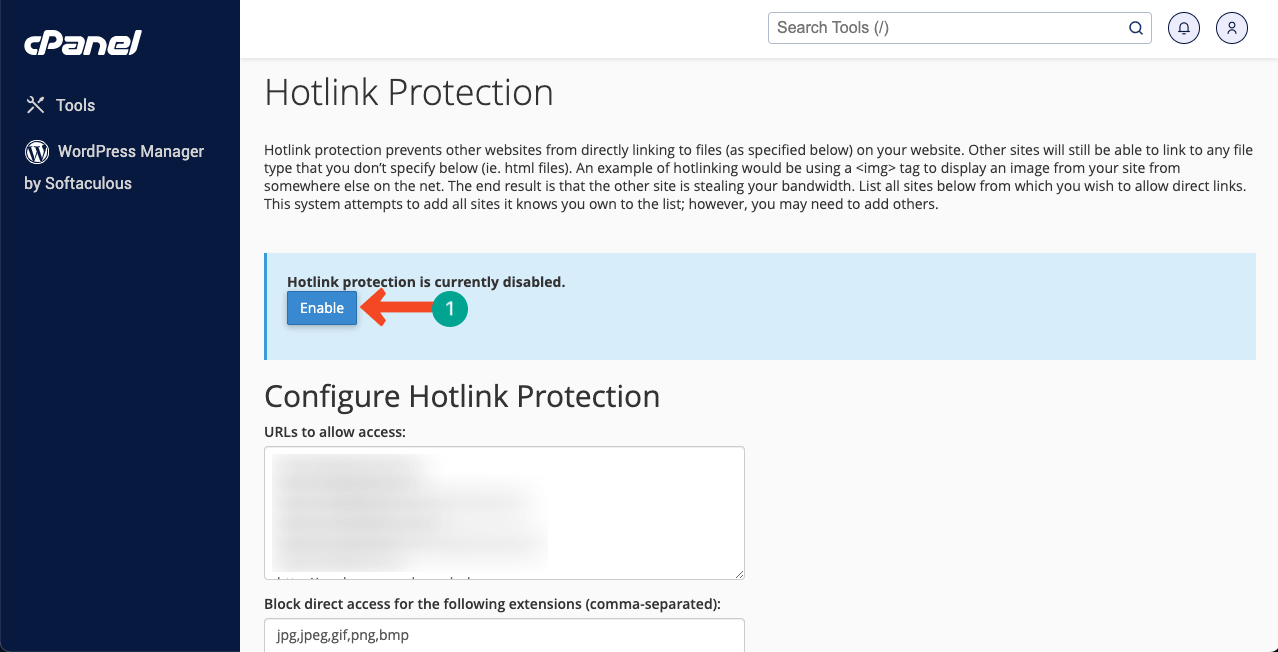 Enable your Hotlink protection