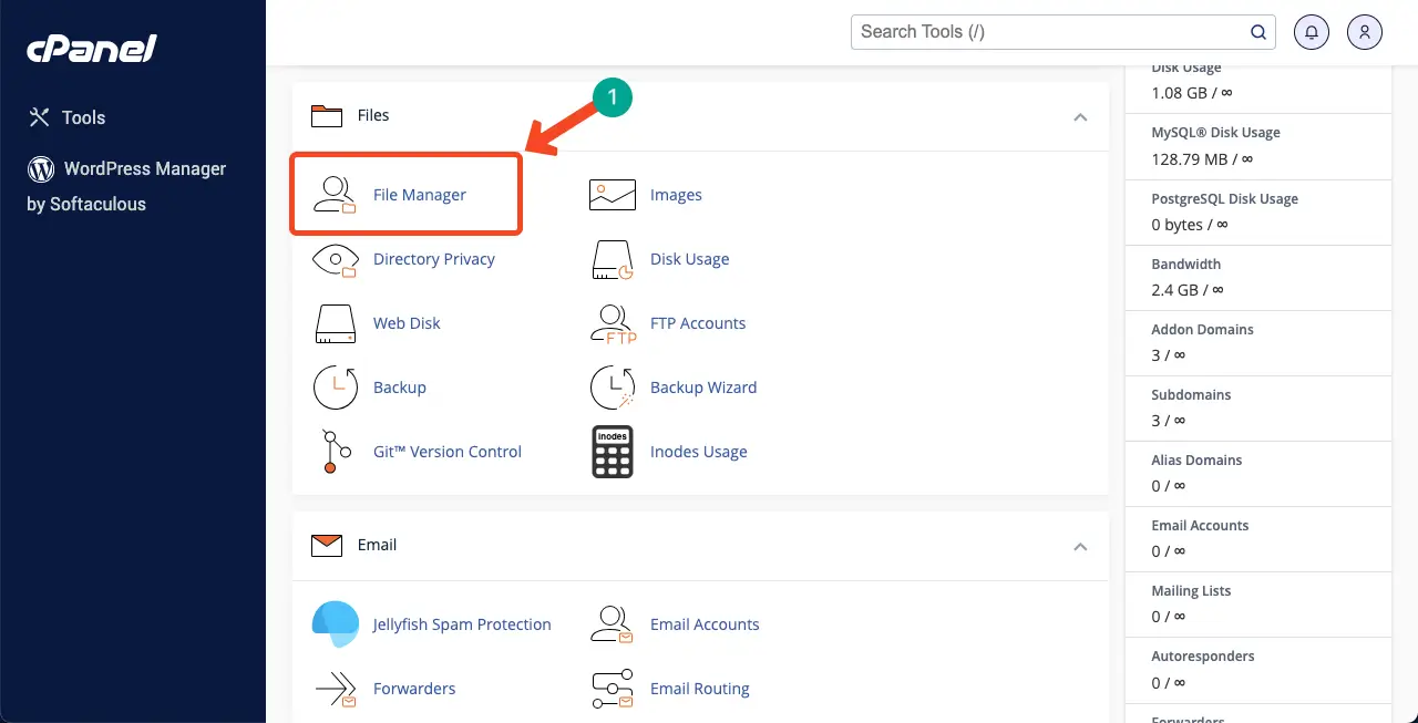 Go to File Manager into the cPanel