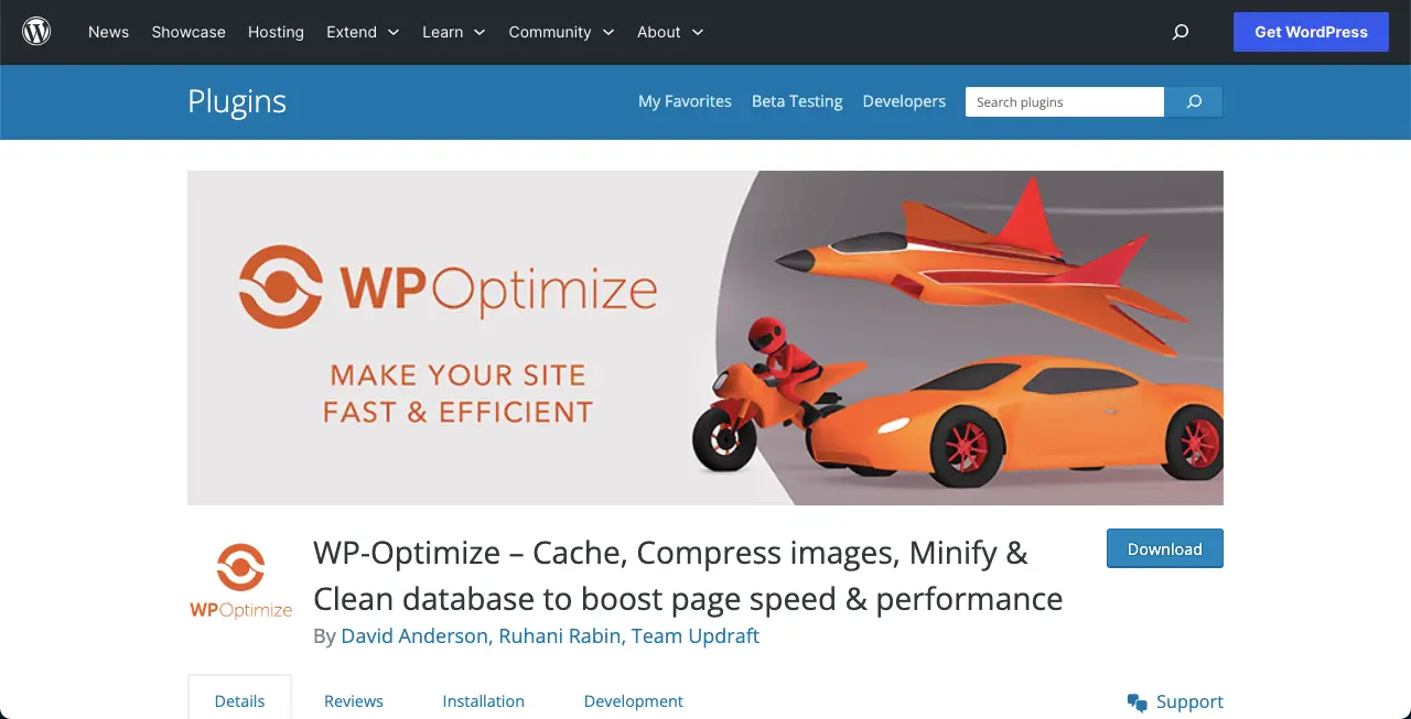 WP-Optimize – Cache, Compress images, Minify & Clean database to boost page speed & performance