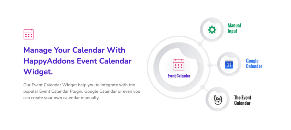 HappyAddons events calendar widget